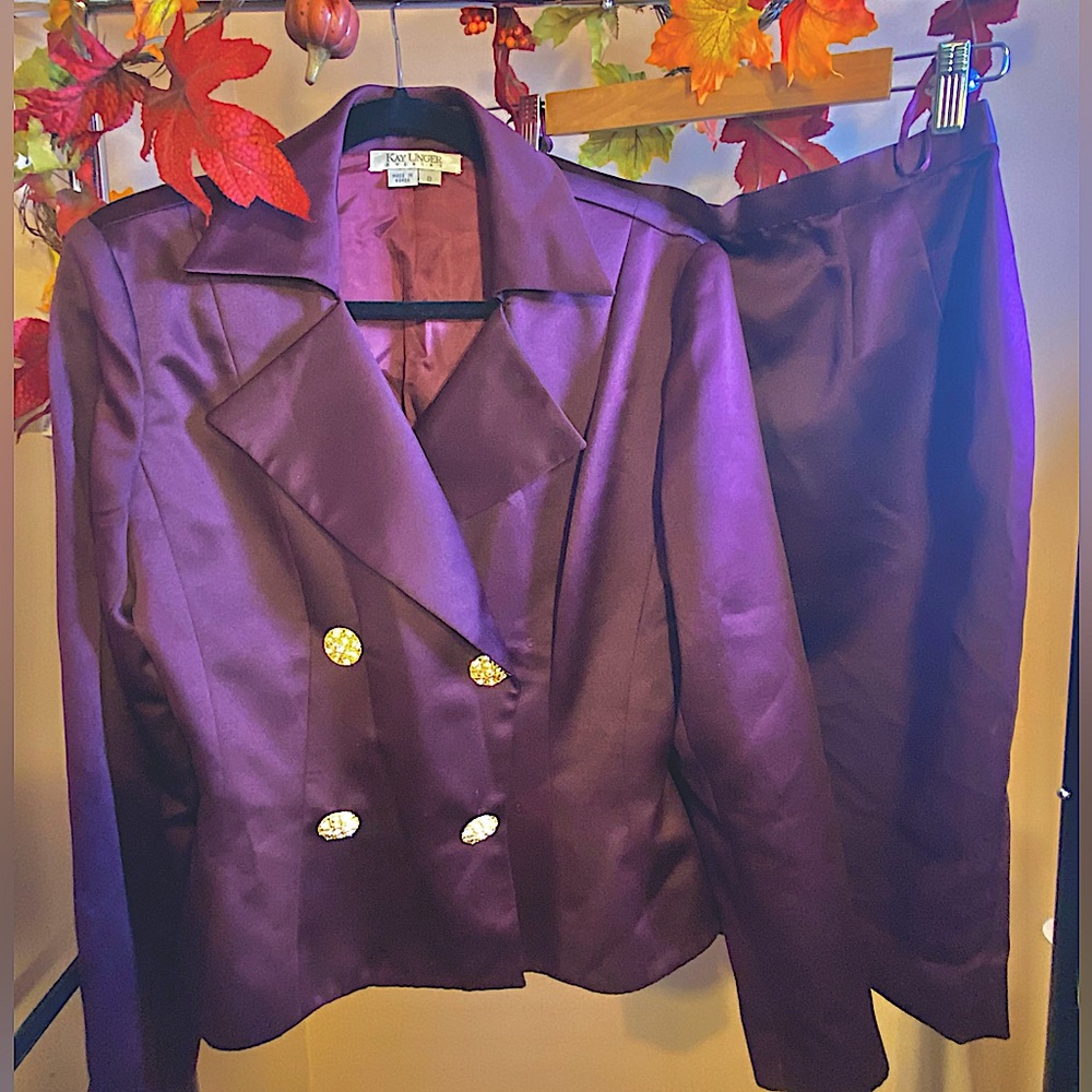 Vintage deep plum Kay Unger Suit set s 8